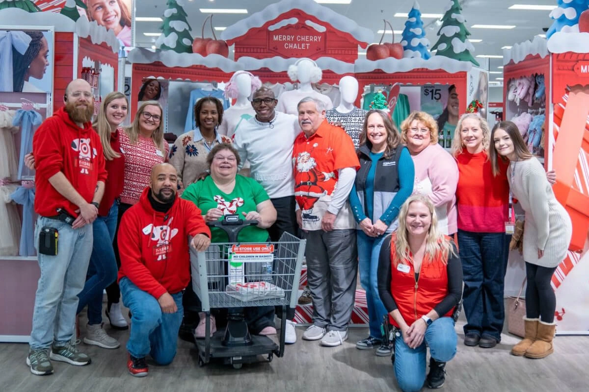 Employees dressed for the holidays during seasonal community donation drive at Target